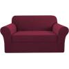 imageHVERSAILTEX 2 Piece Stretch Jacquard Wingback Chair Covers Slipcovers Wing Chair Covers Base Cover Plus Seat Cushion Cover Furniture Covers for Wingback Chairs Form Fitted Thick Soft ChocolateWineBurgundy