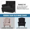 imageHVERSAILTEX 2 Piece Stretch Jacquard Wingback Chair Covers Slipcovers Wing Chair Covers Base Cover Plus Seat Cushion Cover Furniture Covers for Wingback Chairs Form Fitted Thick Soft ChocolateJet Black