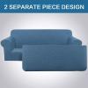 imageHVERSAILTEX 2 Piece Stretch Jacquard Wingback Chair Covers Slipcovers Wing Chair Covers Base Cover Plus Seat Cushion Cover Furniture Covers for Wingback Chairs Form Fitted Thick Soft ChocolateDusty Blue