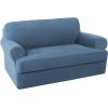 imageHVERSAILTEX 2 Piece Stretch Jacquard Wingback Chair Covers Slipcovers Wing Chair Covers Base Cover Plus Seat Cushion Cover Furniture Covers for Wingback Chairs Form Fitted Thick Soft ChocolateDusty Blue
