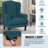 imageHVERSAILTEX 2 Piece Stretch Jacquard Wingback Chair Covers Slipcovers Wing Chair Covers Base Cover Plus Seat Cushion Cover Furniture Covers for Wingback Chairs Form Fitted Thick Soft ChocolateDeep Teal