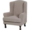 imageHVERSAILTEX 2 Piece Stretch Jacquard Wingback Chair Covers Slipcovers Wing Chair Covers Base Cover Plus Seat Cushion Cover Furniture Covers for Wingback Chairs Form Fitted Thick Soft ChocolateTaupe