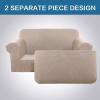 imageHVERSAILTEX 2 Piece Stretch Jacquard Wingback Chair Covers Slipcovers Wing Chair Covers Base Cover Plus Seat Cushion Cover Furniture Covers for Wingback Chairs Form Fitted Thick Soft ChocolateSand
