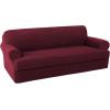 imageHVERSAILTEX 2 Piece Stretch Jacquard Wingback Chair Covers Slipcovers Wing Chair Covers Base Cover Plus Seat Cushion Cover Furniture Covers for Wingback Chairs Form Fitted Thick Soft ChocolateWineBurgundy