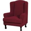 imageHVERSAILTEX 2 Piece Stretch Jacquard Wingback Chair Covers Slipcovers Wing Chair Covers Base Cover Plus Seat Cushion Cover Furniture Covers for Wingback Chairs Form Fitted Thick Soft ChocolateWineBurgundy