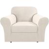 imageHVERSAILTEX 2 Piece Stretch Jacquard Wingback Chair Covers Slipcovers Wing Chair Covers Base Cover Plus Seat Cushion Cover Furniture Covers for Wingback Chairs Form Fitted Thick Soft ChocolateIvory