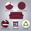 imageHVERSAILTEX 2 Piece Stretch Jacquard Wingback Chair Covers Slipcovers Wing Chair Covers Base Cover Plus Seat Cushion Cover Furniture Covers for Wingback Chairs Form Fitted Thick Soft ChocolateWineBurgundy