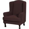 imageHVERSAILTEX 2 Piece Stretch Jacquard Wingback Chair Covers Slipcovers Wing Chair Covers Base Cover Plus Seat Cushion Cover Furniture Covers for Wingback Chairs Form Fitted Thick Soft ChocolateChocolateBrown