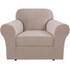 imageHVERSAILTEX 2 Piece Stretch Jacquard Wingback Chair Covers Slipcovers Wing Chair Covers Base Cover Plus Seat Cushion Cover Furniture Covers for Wingback Chairs Form Fitted Thick Soft ChocolateSand