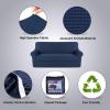 imageHVERSAILTEX 2 Piece Stretch Jacquard Wingback Chair Covers Slipcovers Wing Chair Covers Base Cover Plus Seat Cushion Cover Furniture Covers for Wingback Chairs Form Fitted Thick Soft ChocolateNavy