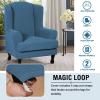 imageHVERSAILTEX 2 Piece Stretch Jacquard Wingback Chair Covers Slipcovers Wing Chair Covers Base Cover Plus Seat Cushion Cover Furniture Covers for Wingback Chairs Form Fitted Thick Soft ChocolateDusty Blue