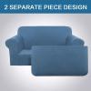 imageHVERSAILTEX 2 Piece Stretch Jacquard Wingback Chair Covers Slipcovers Wing Chair Covers Base Cover Plus Seat Cushion Cover Furniture Covers for Wingback Chairs Form Fitted Thick Soft ChocolateDusty Blue