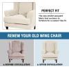 imageHVERSAILTEX 2 Piece Stretch Jacquard Wingback Chair Covers Slipcovers Wing Chair Covers Base Cover Plus Seat Cushion Cover Furniture Covers for Wingback Chairs Form Fitted Thick Soft ChocolateNatural