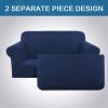 imageHVERSAILTEX 2 Piece Stretch Jacquard Wingback Chair Covers Slipcovers Wing Chair Covers Base Cover Plus Seat Cushion Cover Furniture Covers for Wingback Chairs Form Fitted Thick Soft ChocolateNavy