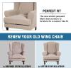 imageHVERSAILTEX 2 Piece Stretch Jacquard Wingback Chair Covers Slipcovers Wing Chair Covers Base Cover Plus Seat Cushion Cover Furniture Covers for Wingback Chairs Form Fitted Thick Soft ChocolateSand