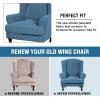 imageHVERSAILTEX 2 Piece Stretch Jacquard Wingback Chair Covers Slipcovers Wing Chair Covers Base Cover Plus Seat Cushion Cover Furniture Covers for Wingback Chairs Form Fitted Thick Soft ChocolateDusty Blue