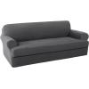 imageHVERSAILTEX 2 Piece Stretch Jacquard Wingback Chair Covers Slipcovers Wing Chair Covers Base Cover Plus Seat Cushion Cover Furniture Covers for Wingback Chairs Form Fitted Thick Soft ChocolateCharcoal Gray