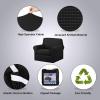 imageHVERSAILTEX 2 Piece Stretch Jacquard Wingback Chair Covers Slipcovers Wing Chair Covers Base Cover Plus Seat Cushion Cover Furniture Covers for Wingback Chairs Form Fitted Thick Soft ChocolateJet Black