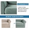 imageHVERSAILTEX 2 Piece Stretch Jacquard Wingback Chair Covers Slipcovers Wing Chair Covers Base Cover Plus Seat Cushion Cover Furniture Covers for Wingback Chairs Form Fitted Thick Soft ChocolateSage