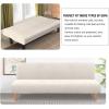imageHVERSAILTEX Armless Futon Cover Stretch Sofa Bed Slipcover Protector Elastic Feature Rich Textured High Spandex Small Checks Jacquard Fabric Futon Cover Machine Washable TaupeIvory