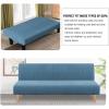 imageHVERSAILTEX Armless Futon Cover Stretch Sofa Bed Slipcover Protector Elastic Feature Rich Textured High Spandex Small Checks Jacquard Fabric Futon Cover Machine Washable TaupeDusty Blue
