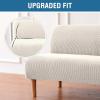 imageHVERSAILTEX Armless Futon Cover Stretch Sofa Bed Slipcover Protector Elastic Feature Rich Textured High Spandex Small Checks Jacquard Fabric Futon Cover Machine Washable TaupeIvory