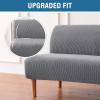imageHVERSAILTEX Armless Futon Cover Stretch Sofa Bed Slipcover Protector Elastic Feature Rich Textured High Spandex Small Checks Jacquard Fabric Futon Cover Machine Washable TaupeDove