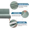 imageHVERSAILTEX Armless Futon Cover Stretch Sofa Bed Slipcover Protector Elastic Feature Rich Textured High Spandex Small Checks Jacquard Fabric Futon Cover Machine Washable TaupeSage