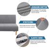 imageHVERSAILTEX Armless Futon Cover Stretch Sofa Bed Slipcover Protector Elastic Feature Rich Textured High Spandex Small Checks Jacquard Fabric Futon Cover Machine Washable TaupeDove