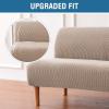 imageHVERSAILTEX Armless Futon Cover Stretch Sofa Bed Slipcover Protector Elastic Feature Rich Textured High Spandex Small Checks Jacquard Fabric Futon Cover Machine Washable TaupeSand