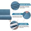 imageHVERSAILTEX Armless Futon Cover Stretch Sofa Bed Slipcover Protector Elastic Feature Rich Textured High Spandex Small Checks Jacquard Fabric Futon Cover Machine Washable TaupeDusty Blue