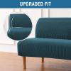 imageHVERSAILTEX Armless Futon Cover Stretch Sofa Bed Slipcover Protector Elastic Feature Rich Textured High Spandex Small Checks Jacquard Fabric Futon Cover Machine Washable TaupeDeep Teal