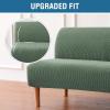imageHVERSAILTEX Armless Futon Cover Stretch Sofa Bed Slipcover Protector Elastic Feature Rich Textured High Spandex Small Checks Jacquard Fabric Futon Cover Machine Washable TaupeLoden Frost