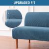 imageHVERSAILTEX Armless Futon Cover Stretch Sofa Bed Slipcover Protector Elastic Feature Rich Textured High Spandex Small Checks Jacquard Fabric Futon Cover Machine Washable TaupeDusty Blue