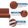 imageHVERSAILTEX Armless Futon Cover Stretch Sofa Bed Slipcover Protector Elastic Feature Rich Textured High Spandex Small Checks Jacquard Fabric Futon Cover Machine Washable TaupeRust