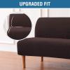 imageHVERSAILTEX Armless Futon Cover Stretch Sofa Bed Slipcover Protector Elastic Feature Rich Textured High Spandex Small Checks Jacquard Fabric Futon Cover Machine Washable TaupeChocolate