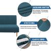 imageHVERSAILTEX Armless Futon Cover Stretch Sofa Bed Slipcover Protector Elastic Feature Rich Textured High Spandex Small Checks Jacquard Fabric Futon Cover Machine Washable TaupeDeep Teal