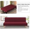 imageHVERSAILTEX Armless Futon Cover Stretch Sofa Bed Slipcover Protector Elastic Feature Rich Textured High Spandex Small Checks Jacquard Fabric Futon Cover Machine Washable TaupeWineBurgundy