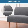 imageHVERSAILTEX Armless Futon Cover Stretch Sofa Bed Slipcover Protector Elastic Feature Rich Textured High Spandex Small Checks Jacquard Fabric Futon Cover Machine Washable TaupeGrey