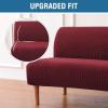 imageHVERSAILTEX Armless Futon Cover Stretch Sofa Bed Slipcover Protector Elastic Feature Rich Textured High Spandex Small Checks Jacquard Fabric Futon Cover Machine Washable TaupeWineBurgundy