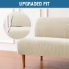 imageHVERSAILTEX Armless Futon Cover Stretch Sofa Bed Slipcover Protector Elastic Feature Rich Textured High Spandex Small Checks Jacquard Fabric Futon Cover Machine Washable TaupeNatural