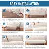 imageHVERSAILTEX Armless Futon Cover Stretch Sofa Bed Slipcover Protector Elastic Feature Rich Textured High Spandex Small Checks Jacquard Fabric Futon Cover Machine Washable TaupeIvory
