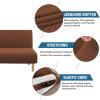 imageHVERSAILTEX Armless Futon Cover Stretch Sofa Bed Slipcover Protector Elastic Feature Rich Textured High Spandex Small Checks Jacquard Fabric Futon Cover Machine Washable TaupeCaramel