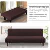 imageHVERSAILTEX Armless Futon Cover Stretch Sofa Bed Slipcover Protector Elastic Feature Rich Textured High Spandex Small Checks Jacquard Fabric Futon Cover Machine Washable TaupeChocolate