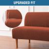 imageHVERSAILTEX Armless Futon Cover Stretch Sofa Bed Slipcover Protector Elastic Feature Rich Textured High Spandex Small Checks Jacquard Fabric Futon Cover Machine Washable TaupeRust