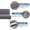 imageHVERSAILTEX Armless Futon Cover Stretch Sofa Bed Slipcover Protector Elastic Feature Rich Textured High Spandex Small Checks Jacquard Fabric Futon Cover Machine Washable TaupeGrey