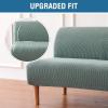 imageHVERSAILTEX Armless Futon Cover Stretch Sofa Bed Slipcover Protector Elastic Feature Rich Textured High Spandex Small Checks Jacquard Fabric Futon Cover Machine Washable TaupeSage