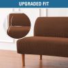 imageHVERSAILTEX Armless Futon Cover Stretch Sofa Bed Slipcover Protector Elastic Feature Rich Textured High Spandex Small Checks Jacquard Fabric Futon Cover Machine Washable TaupeCaramel