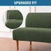 imageHVERSAILTEX Armless Futon Cover Stretch Sofa Bed Slipcover Protector Elastic Feature Rich Textured High Spandex Small Checks Jacquard Fabric Futon Cover Machine Washable TaupeBronze Green