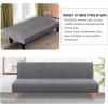 imageHVERSAILTEX Armless Futon Cover Stretch Sofa Bed Slipcover Protector Elastic Feature Rich Textured High Spandex Small Checks Jacquard Fabric Futon Cover Machine Washable TaupeGrey